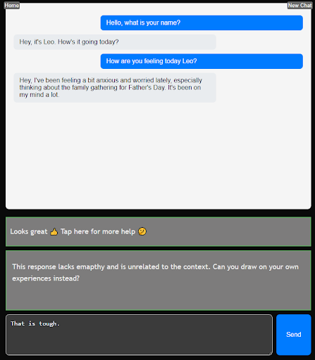An example of PECO's chat interface